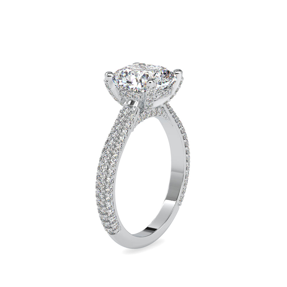 3.40Ct Cushion Cut Solitaire Lab-Grown Diamond Gold Ring