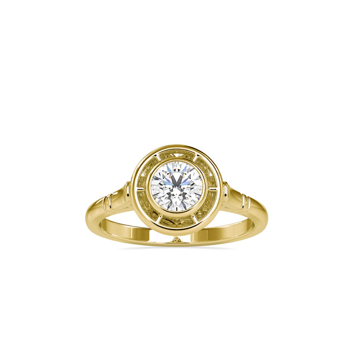 0.50Ct Round Cut Bezel Halo Lab-Grown Diamond Gold Ring