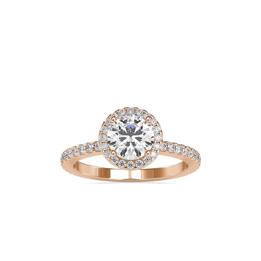 1.46Ct Round Cut Halo Lab-Grown Diamond Gold Ring