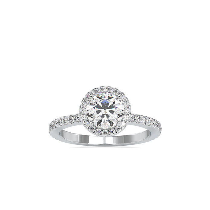 1.46Ct Round Cut Halo Lab-Grown Diamond Gold Ring