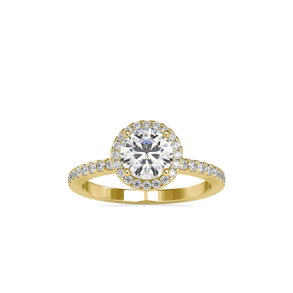 1.46Ct Round Cut Halo Lab-Grown Diamond Gold Ring