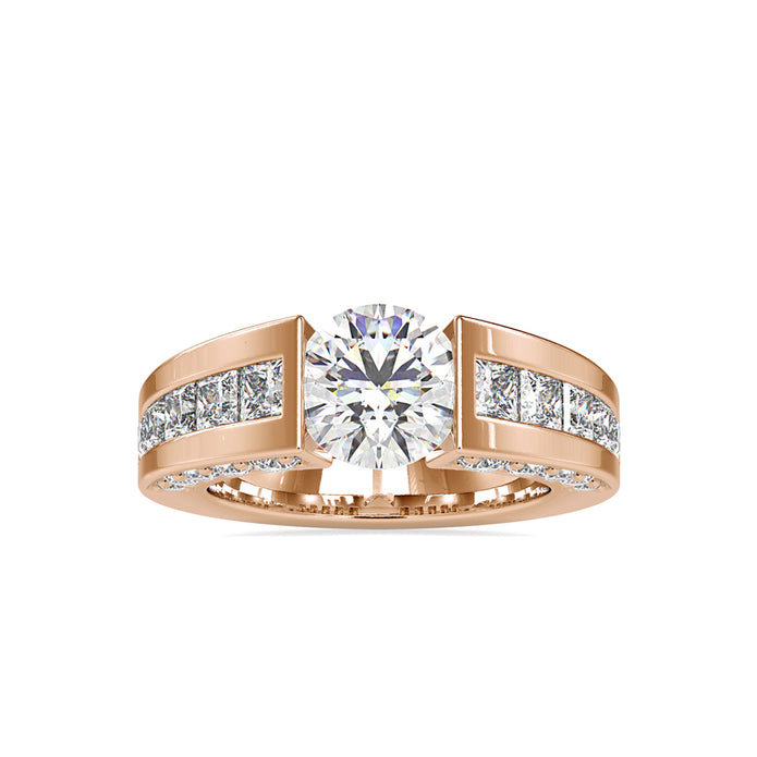 4.67Ct Round Cut Tension Lab-Grown Diamond Gold Ring