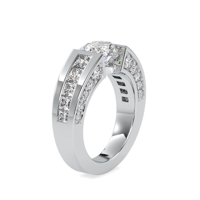 4.67Ct Round Cut Tension Lab-Grown Diamond Gold Ring