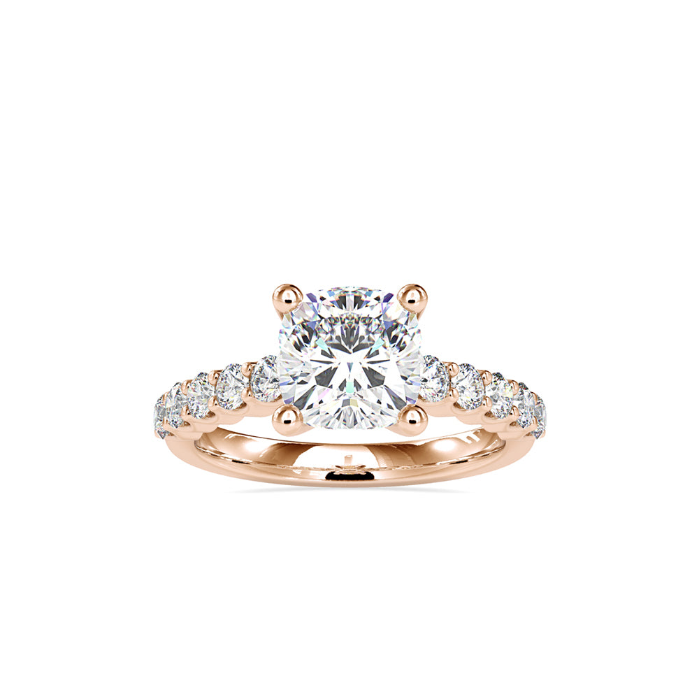 2.89Ct Cushion Cut Solitaire Lab-Grown Diamond Gold Ring