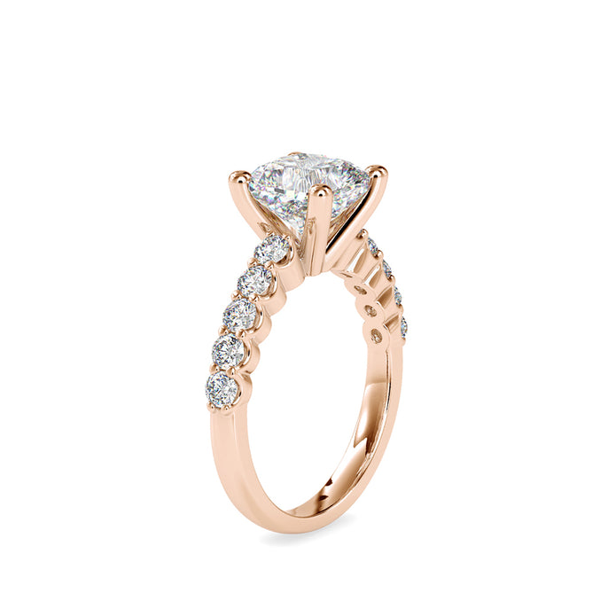 2.89Ct Cushion Cut Solitaire Lab-Grown Diamond Gold Ring