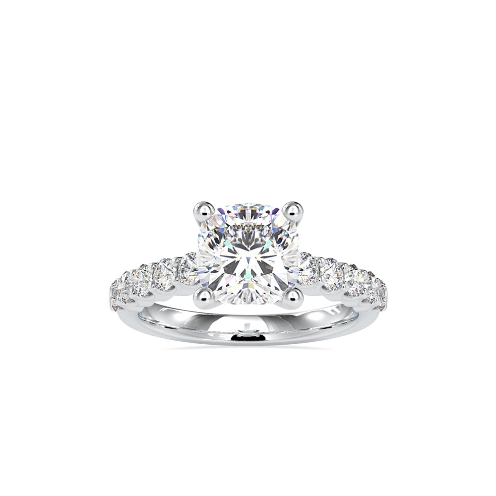 2.89Ct Cushion Cut Solitaire Lab-Grown Diamond Gold Ring