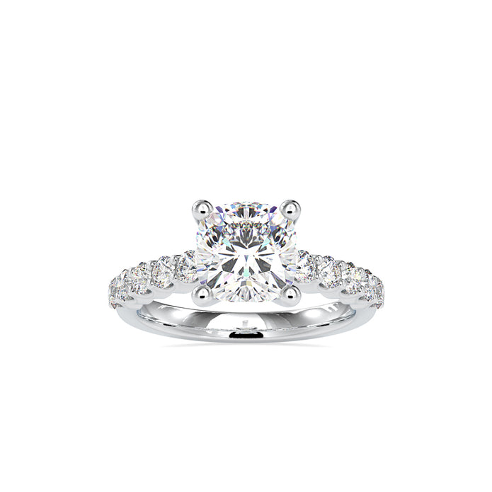 2.89Ct Cushion Cut Solitaire Lab-Grown Diamond Gold Ring
