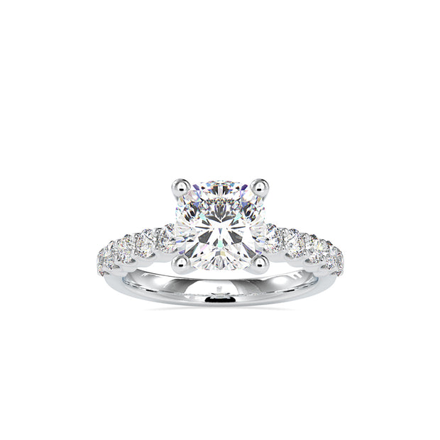 2.89Ct Cushion Cut Solitaire Lab-Grown Diamond Gold Ring