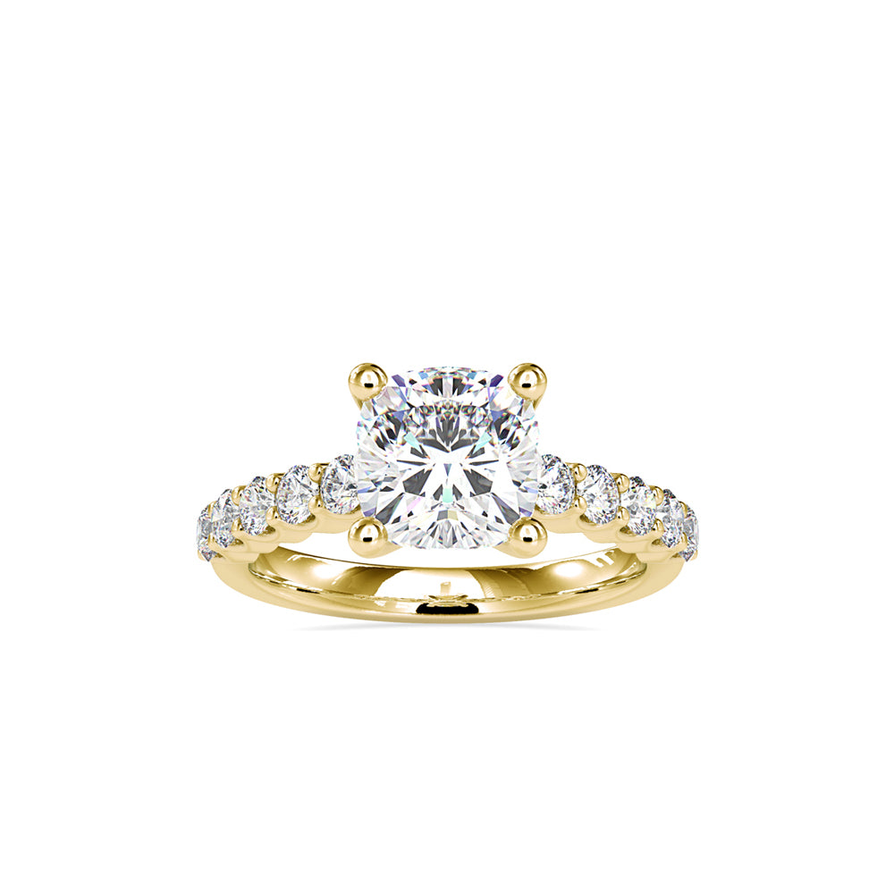 2.89Ct Cushion Cut Solitaire Lab-Grown Diamond Gold Ring