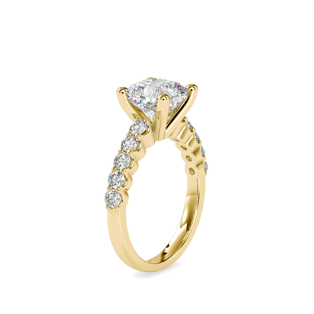 2.89Ct Cushion Cut Solitaire Lab-Grown Diamond Gold Ring