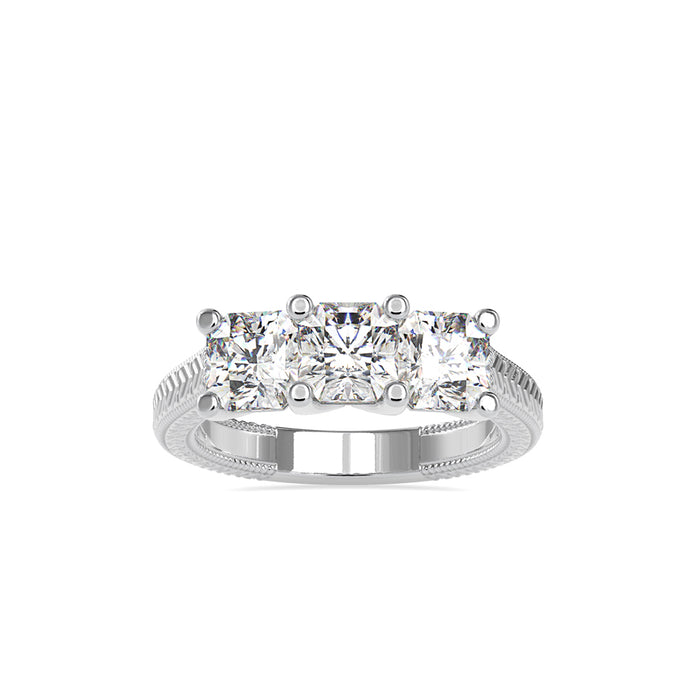 2.48Ct Radiant Cut Three Stone Lab-Grown Diamond Gold Ring
