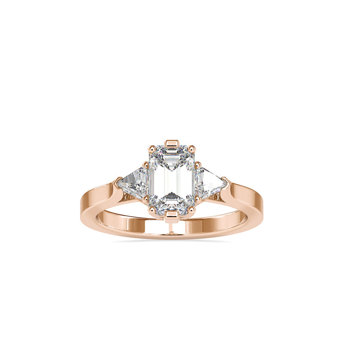 1.85Ct Emerald Cut Three Stone Lab-Grown Diamond Gold Ring