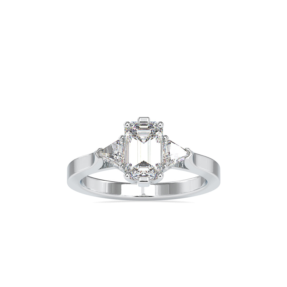 1.85Ct Emerald Cut Three Stone Lab-Grown Diamond Gold Ring