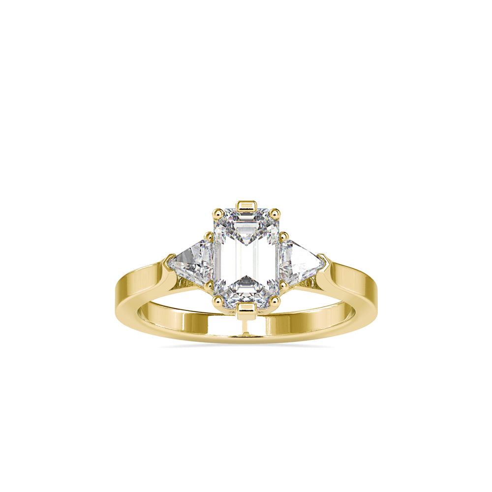 1.85Ct Emerald Cut Three Stone Lab-Grown Diamond Gold Ring