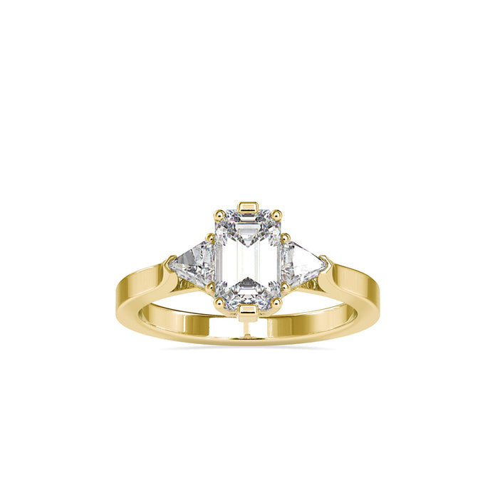 1.85Ct Emerald Cut Three Stone Lab-Grown Diamond Gold Ring