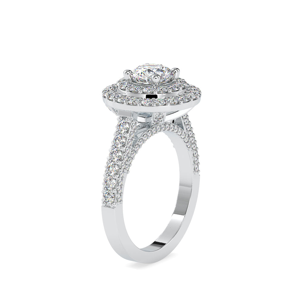 1.99Ct Round Cut Double Halo Lab-Grown Diamond Gold Ring