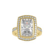 4.45Ct Princess Cut Bezel Halo Lab-Grown Diamond Gold Ring