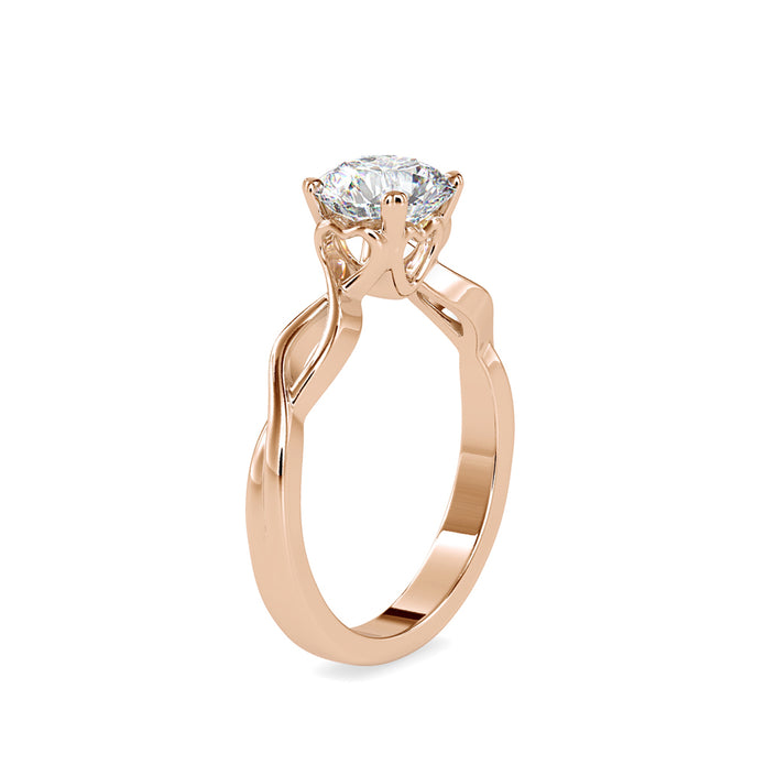 1.14Ct Round Cut Twisted Solitaire Lab-Grown Diamond Gold Ring