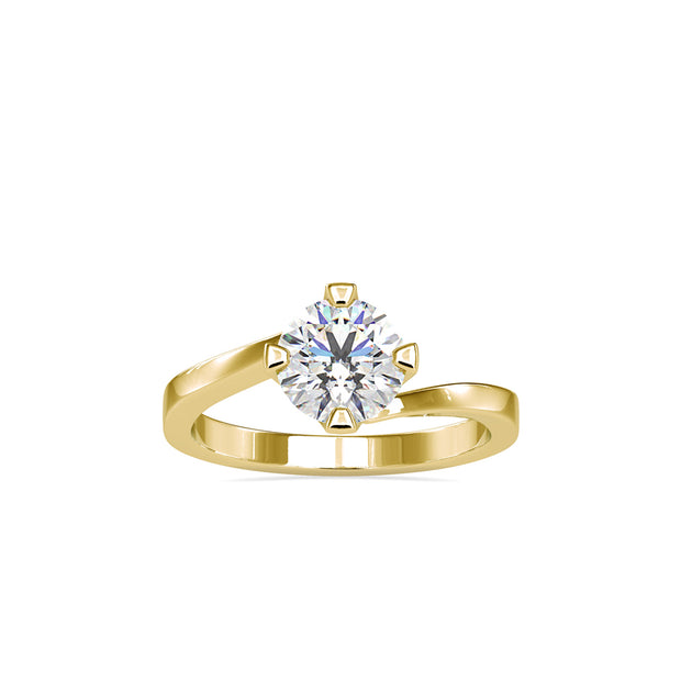 1.15Ct Round Cut Bypass Solitaire Lab-Grown Diamond Gold Ring