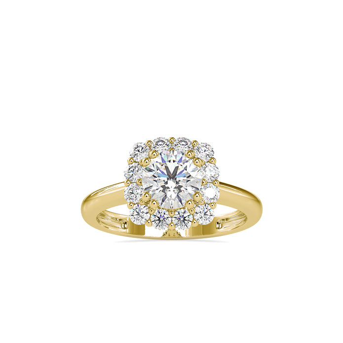 1.51Ct Round Cut Halo Lab-Grown Diamond Gold Ring