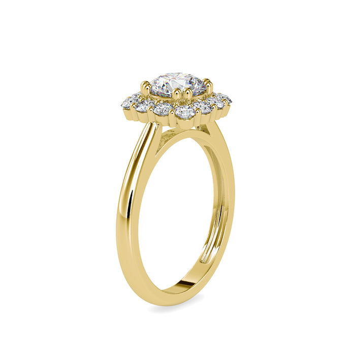 1.51Ct Round Cut Halo Lab-Grown Diamond Gold Ring