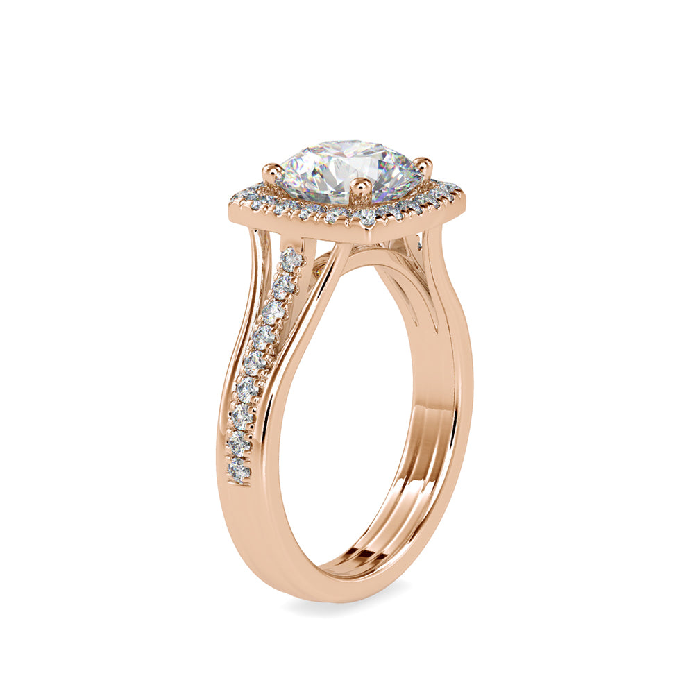 2.46Ct Round Cut Halo Lab-Grown Diamond Gold Ring