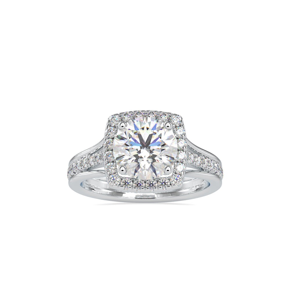 2.46Ct Round Cut Halo Lab-Grown Diamond Gold Ring