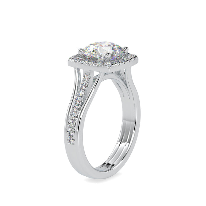 2.46Ct Round Cut Halo Lab-Grown Diamond Gold Ring