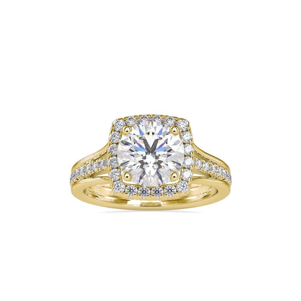 2.46Ct Round Cut Halo Lab-Grown Diamond Gold Ring
