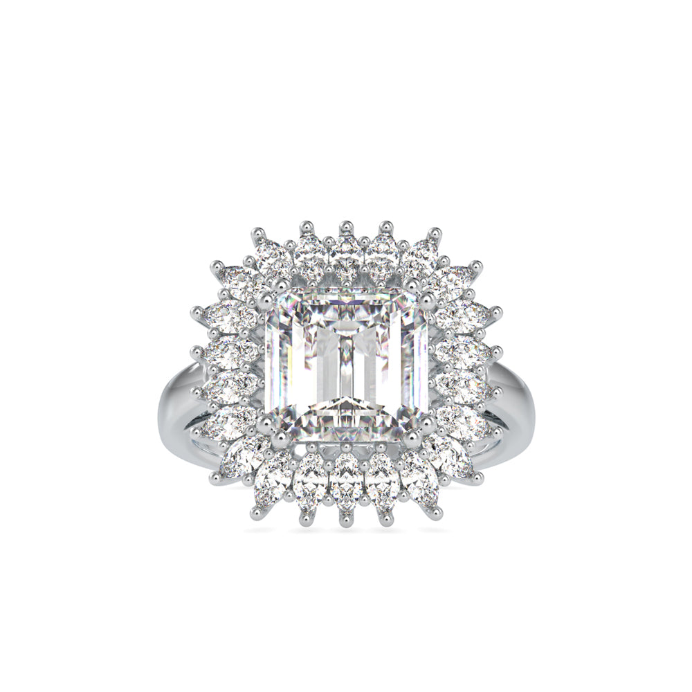 4.82Ct Emerald Cut Halo Lab-Grown Diamond Gold Ring