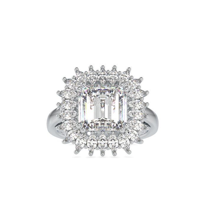 4.82Ct Emerald Cut Halo Lab-Grown Diamond Gold Ring