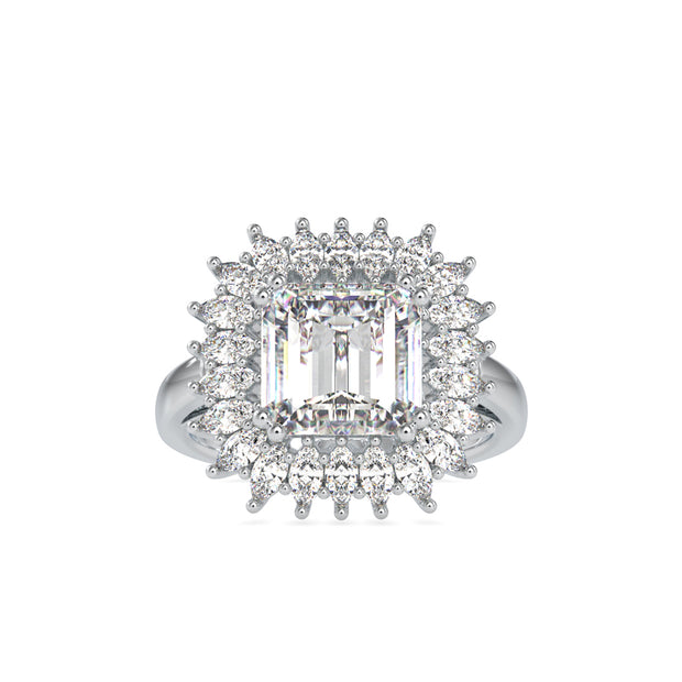 4.82Ct Emerald Cut Halo Lab-Grown Diamond Gold Ring