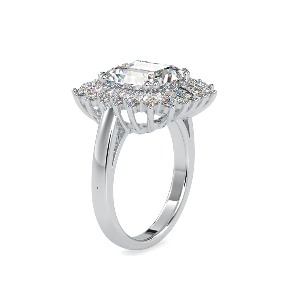 4.82Ct Emerald Cut Halo Lab-Grown Diamond Gold Ring