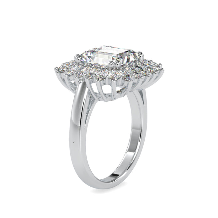 4.82Ct Emerald Cut Halo Lab-Grown Diamond Gold Ring