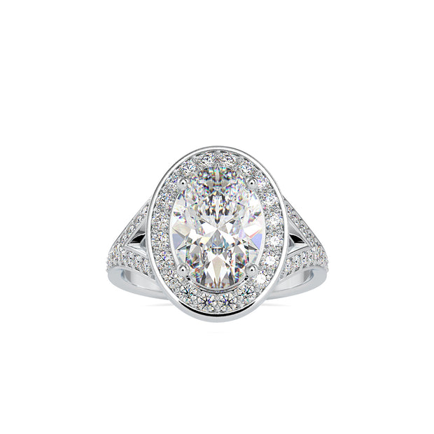 3.09Ct Oval Cut Halo Lab-Grown Diamond Gold Ring
