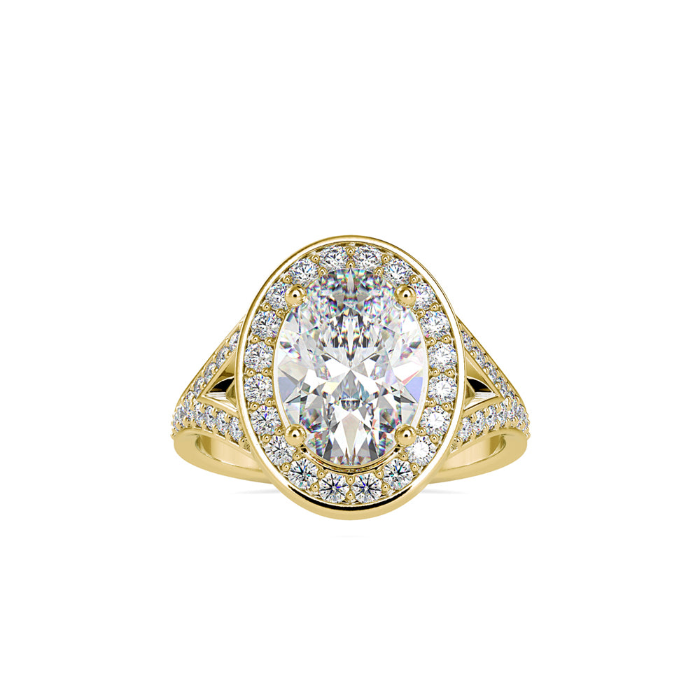 3.09Ct Oval Cut Halo Lab-Grown Diamond Gold Ring