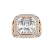 14.03Ct Emerald Cut Bezel Halo Lab-Grown Diamond Gold Ring