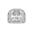 14.03Ct Emerald Cut Bezel Halo Lab-Grown Diamond Gold Ring