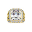 14.03Ct Emerald Cut Bezel Halo Lab-Grown Diamond Gold Ring
