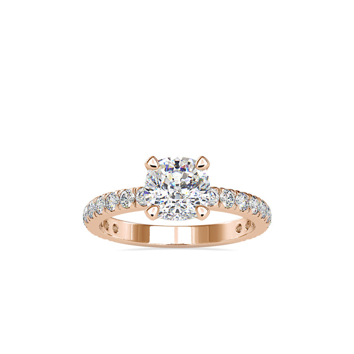 2.61Ct Cushion Cut Solitaire Lab-Grown Diamond Gold Ring