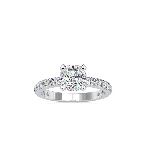 2.61Ct Cushion Cut Solitaire Lab-Grown Diamond Gold Ring