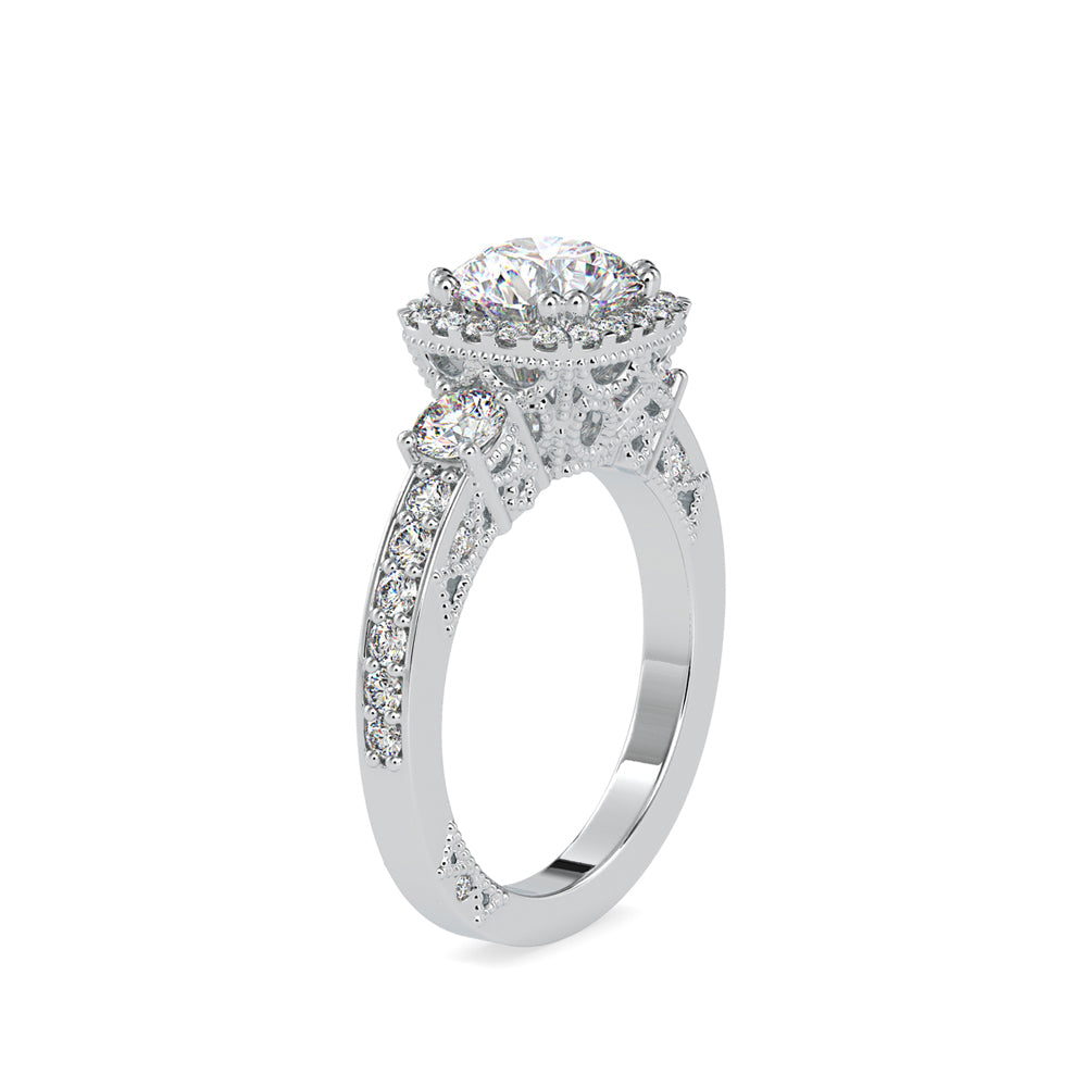 2.66Ct Round Cut Halo Lab-Grown Diamond Gold Ring