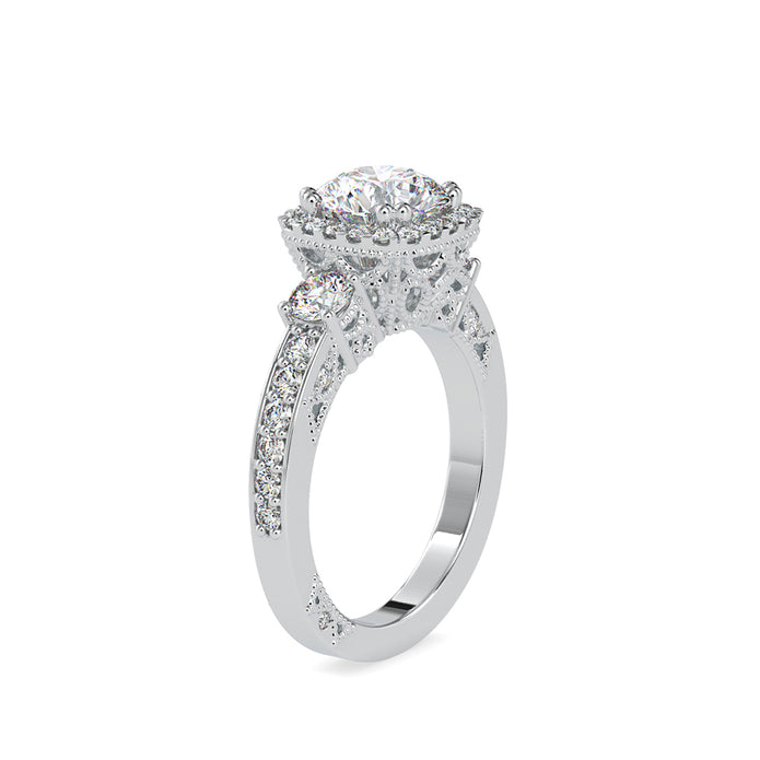 2.66Ct Round Cut Halo Lab-Grown Diamond Gold Ring