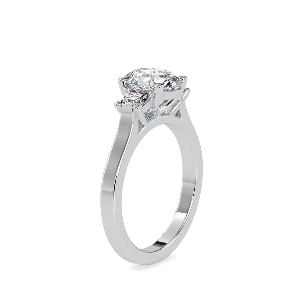 2.04Ct Oval Cut Three Stone Lab-Grown Diamond Gold Ring