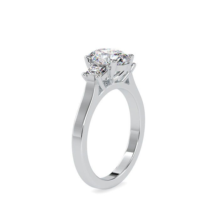 2.04Ct Oval Cut Three Stone Lab-Grown Diamond Gold Ring