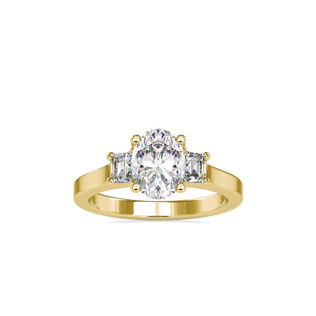 2.04Ct Oval Cut Three Stone Lab-Grown Diamond Gold Ring