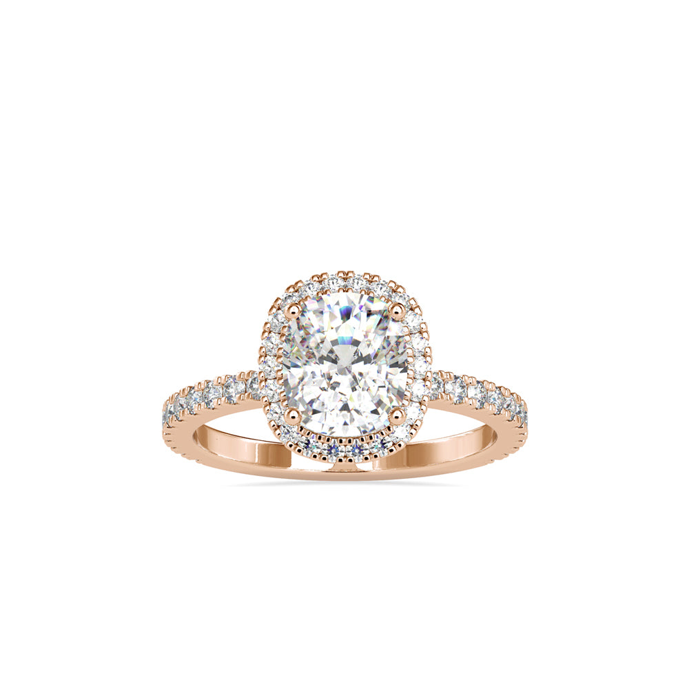 3.04Ct Cushion Cut Halo Lab-Grown Diamond Gold Ring