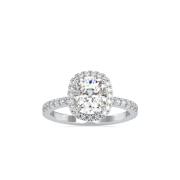 3.04Ct Cushion Cut Halo Lab-Grown Diamond Gold Ring