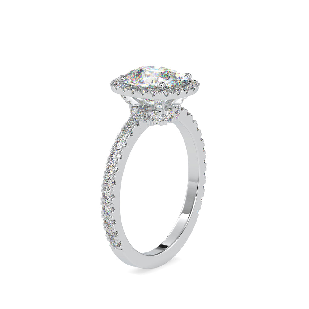 3.04Ct Cushion Cut Halo Lab-Grown Diamond Gold Ring