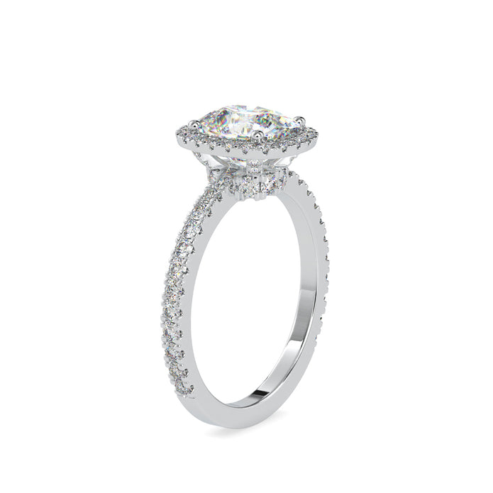 3.04Ct Cushion Cut Halo Lab-Grown Diamond Gold Ring